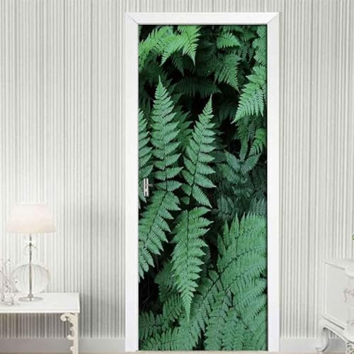 Türaufkleber Türtapete Türbilder Türposter Selbstklebend 3D Grüne Blätter Pflanzen 80 X 200 Cm / 31 X 78,7 Zoll Pvc Wasserdicht Abnehmbare Wandbilder Für Schlafzimmer Haus Bad Wc Büro Dekoration - Tür
