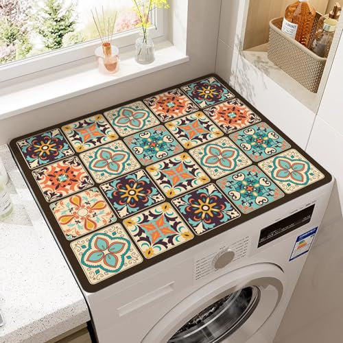 UERSUR Funda Lavadora Carga Superior,Protector Superior Lavadora y Secadora,Antideslizante,para Lavadora Microondas Refrigerador Universal 60x60cm (A)