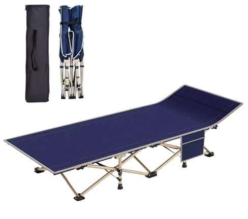 Klappbares Reisebett für Erwachsene mit Seitentaschen Tragfähigkeit 200kg, Campingbett Klappbar Extra Breit 1200D Oxford-Stoff, 190 X 67 X 35 cm