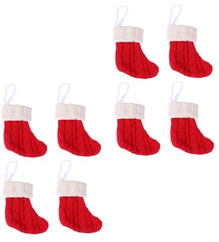 FUNOMOCYA 8St Weihnachtsstrumpf Besteckset Urlaub Bestecktasche Weihnachtsbesteckabdeckung weihnachtsmotiv weihnachtsessen Weihnachtsbestecktasche Halter für Weihnachtsgabeln Stricken rot