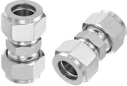 PATIKIL Raccordo a Compressione in Acciaio Inossidabile 304 Unione 5/8 ID x 1-3/16 OD, 2 Pz Connettore Dritto per Tubo per Sistemi di Irrigazione del Giardino d'Acqua, Argento