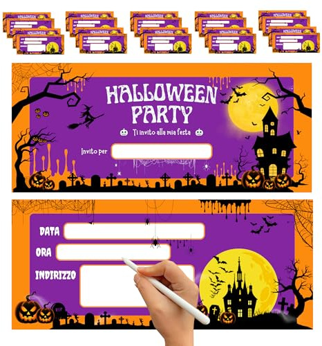 hOmty 25 Stück Einladungen Kindergeburtstag Einladungskarten Kindergeburtstag Mottoparty Geburtstag (Halloween)
