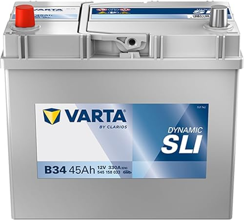 VARTA Automotive DYNAMIC SLI (B34) 12V 45Ah 330A - Nassbatterie KFZ mit Standardausstattung & ohne Start-Stopp System - Starterbatterie für einfachen Energiebedarf - Bleisäurebatterie wartungsfrei