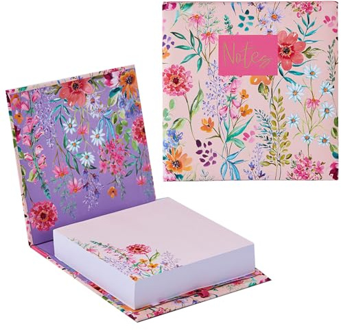 Design By Violet Aurora Noteblock with Pen – Elegant Pink Floral Design with Gold Foil Accents – Stylish Notepad for Notes & Everyday Jottings