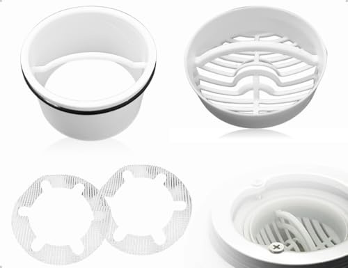 AOYEGIC Set doccia con filtro per capelli, raccordo di scarico doccia in plastica, filtro per capelli a immersione, utilizzato per casa, palestre, hotel, scuole (bianco)