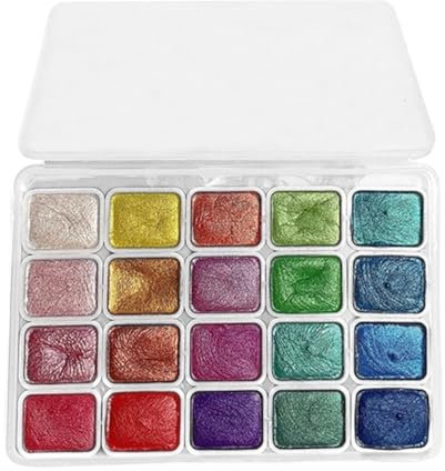 Jubilofex Set di acquerelli per adulti, kit di 20 colori per pittura ad , progetti artistici, articoli di cancelleria, artigianato, glitter, per schizzi, illustrazioni, disegno, istruzione