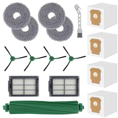 Spofan Accesorios de Repuesto para iRobot Roomba Plus 405 Combo/505 Combo | Robot Aspirador, 1 Cepillo Principal, 2 Filtros, 4 Cepillos Laterales, 4 Paños de Fregado, 4 Bolsas