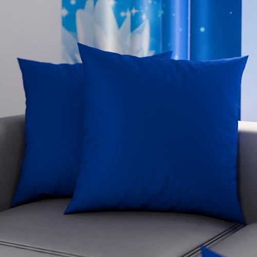 PETTI Artigiani Italiani - 2er-Set Kissenbezüge 35x35 cm aus Mikrofaser, Dekokissen-Bezüge für Schlafzimmer und Sofa, Set mit 2 Kissenhüllen, Einfarbiger Kissenbezug Blau, 100% Made in Italy