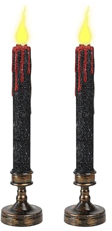 Candele di Halloween – 2 candele coniche sanguinanti, candele nere senza fiamma | Led Vampiro Loro Drip Coutces con le loro spoores Sporie