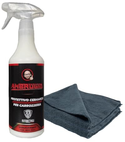 Kit Protettivo Ceramico Ambrogio con Panni - Rivestimento Protettivo Carrozzeria – Effetto Idrofobico e Brillante – Facile da Usare – Post Lavaggio