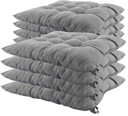 DAJAVE 8er Set Sitzkissen Stuhlkissen 40x40 cm – Memory Foam Sitzpolster Orthopädisch für Bürostuhl, Rückenschmerzen, Indoor & Outdoor – Anthrazit