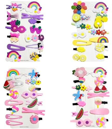 MEOAlBkey 56 PCS Candy Color Hair Clips,Girls Hair Accessories with Multiple Cute Patterns Hair Accessories for Girls Kids Teens Non-Slip Clips (56PCS-1)