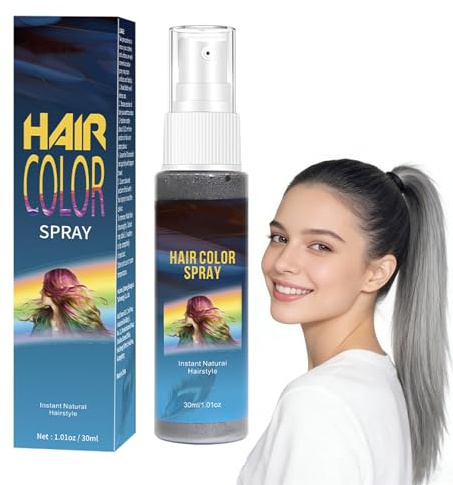 Temporäres Haarspray Farbe Grau, Abwaschbare Haarfarbe Grey, Sofortige Hair Dye S-pray für Halloween, Karneval & Cosplay, Sicher, Haar Colorationen Schnelle Haarfärbung, Ideal für Partys & Festivals