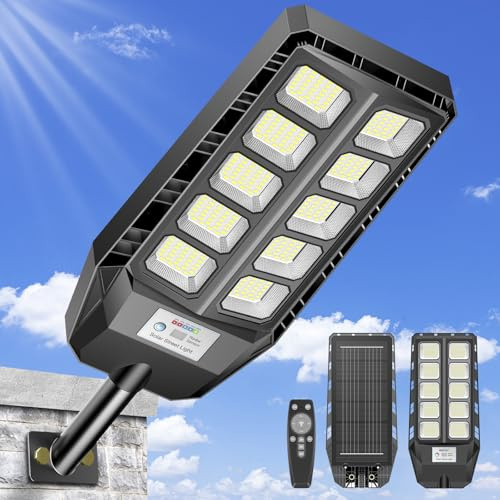JADIDIS Solarleuchte Außen mit Bewegungsmelder und Fernbedienung, 330 LEDs, 4 Modi, IP66 wasserdicht, 240° Abstrahlwinkel, 6500K Kaltweiß, für Hof, Einfahrt, Garage und Garten