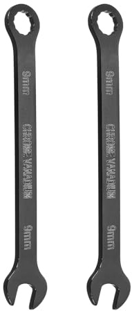 QUARKZMAN 2 Piezas Llave Combinada 9mm Métrica De 12 Puntos Y Extremo Abierto Acero Cromo Vanadio CR-V Herramienta De Doble Extremoes Tuberías Muebles Maquinaria Reparación DIY Negro