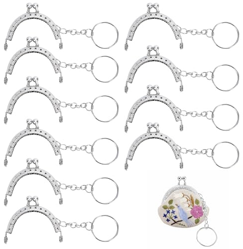 gsgfuis 10 Piezas Marco de Monedero de Metal 5 cm, Bolsa de Monedas, Cierre de Beso Semicírculo DIY, Broche Beso para Manualidades, Marco de Monedero con Llavero para Fabricación de Monederos DIY