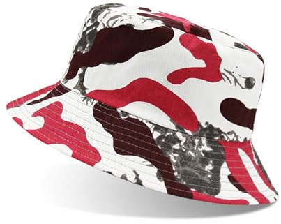 Misfuso Fischerhüte Herren Bucket Hat Baumwolle Sonnenhut Reversibel Fischerhut Faltbarer Anglerhut für Herren Anglermütze Tarnmuster-Rot-Tarnfarbe