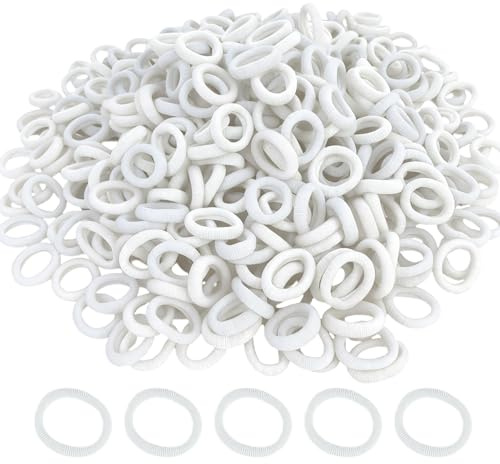 KEJOL 300 st Hairgummier för Småbarn, Vita 20 mm Elastiska Band för Hästsvansar, Flickor och Bebisar