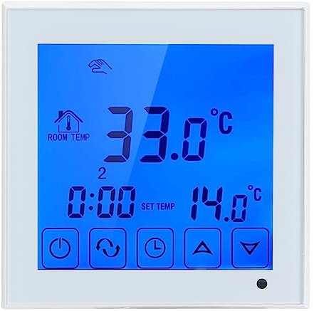 Termostato di Riscaldamento a Pavimento Elettrico Termostato Intelligente Programmabile Termoregolatore Digitale Programmabile Display LCD Touchscreen, 200-240 V.