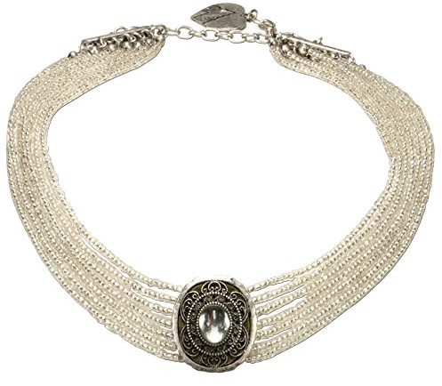 Alpenflüstern Trachten-Perlen-Kropfkette Josepha - Elegante Trachtenkette - nostalgischer Damen-Trachtenschmuck, Filigrane Dirndlkette in traditionellen Farben DHK185