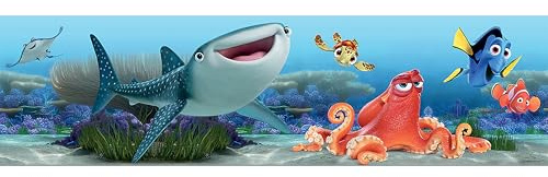 AG Design Selbstklebende Bordüre Findet Nemo, WBD 8084 | Wasserfest Kinderzimmer Wand Dekoration | Wandbordüre für Mädchen und Junge | Folie, Mehrfarbig | Breite 500 cm x Höhe 10 cm