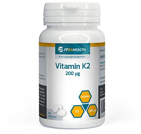 FP24 Health Vitamin K2-200µg - 365 Tabletten - Hochdosiert - Jahrespackung - Menaquinon MK-7 - Top Qualität
