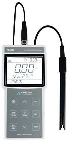 Apera Instruments PC400S tragbares pH/Leitfähigkeit-Messgerät | Multi-Parameter; mit GLP-Datenverwaltung und USB-Output