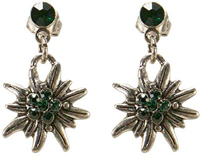 Alpenflüstern Trachten-Ohrstecker hängend Strassedelweiss mini - Damen-Trachtenschmuck, Trachten-Ohrringe in traditionellen Farben DOR046