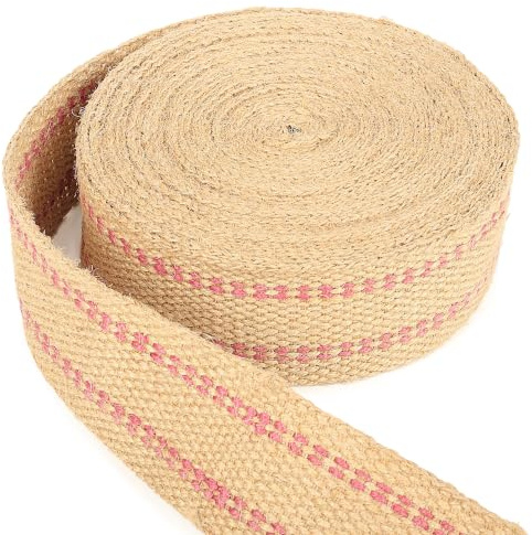 ZAIONE Rollo de cinta de yute natural de 10 metros de ancho de 2 pulgadas de ancho, cinta de yute para manualidades, cinta de tapicería para reparación de equipos de bricolaje al aire libre (rayas