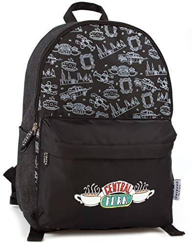 Friends Backpack Central Perk Logo Black Zip Stylish Fashion One Size