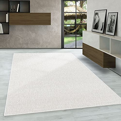 Carpetsale24 Teppich 120x170 cm Creme, Einfarbiger Kurzflor Schlingenteppich für Wohnzimmer, Schlafzimmer oder Essbereich, Modern, weich & pflegeleicht