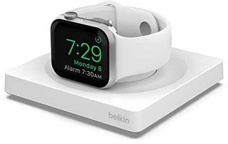 Belkin Apple Watch Ladegerät, MFi-zertifiziertes drahtloses Ladepad mit Weckermodus, minimalistisches Design, inklusive USB-C-Kabel für die Apple Watch Series 8, Series 7, Series 6, Ultra und mehr