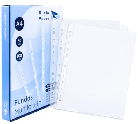 Raylu Paper® - Multiborrfodral av 100% återvinningsbart polypropen, stor öppning dokumentfodral, förstärkt rygg. 100 st. (orangeskinn, A4-60 mikron)
