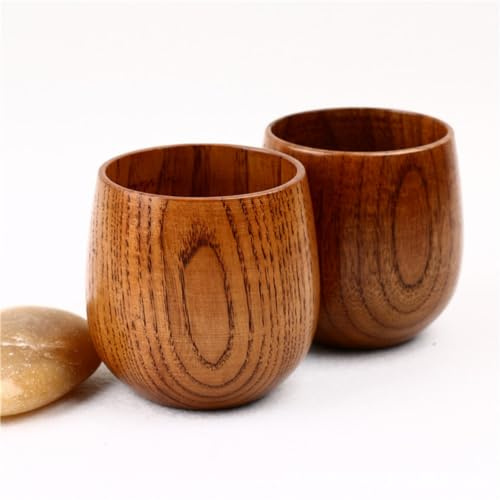 LATRAT 2 Stück Natürliche Holztasse, Deko Becher, Holz Kaffeebecher Holz Trinkbecher für Kaffee Bier Tee Saft Milch