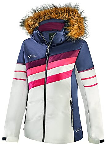 Black Crevice Damen Skijacke I Damen-Skijacke Größen I Wind- & wasserdichte Damen-Funktionsjacke I wasserdichte Reißverschlusstaschen I Ski-Jacke mit Kapuze