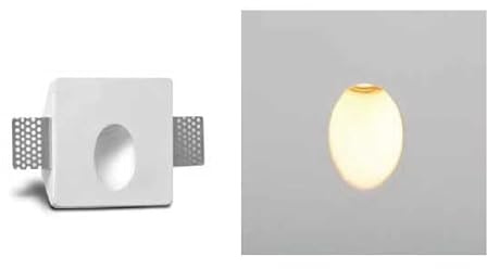 NCC-Licht LED Gips-Wandeinbauleuchte Oval Klein 100x100x49mm Weiß Modul 1W 102lm warmweiß 3000K