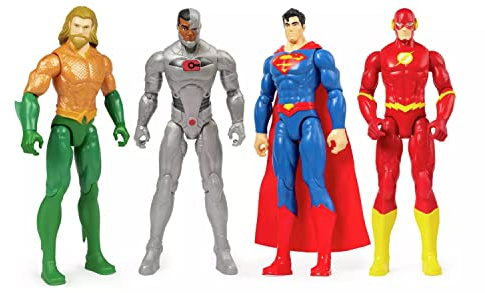 dc comics SUPER EROI Special Box Set 4 figurine Action FLASH SUPERMAN CYBORG AQUAMAN SuperHeroes - Altezza 30 cm