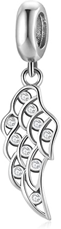 Charm Aile Ange Coussin Protection Fortune Pendentif Pendentif en Argent 925 - Les Folies pour Pandora, Argent sterling, Zircone cubique