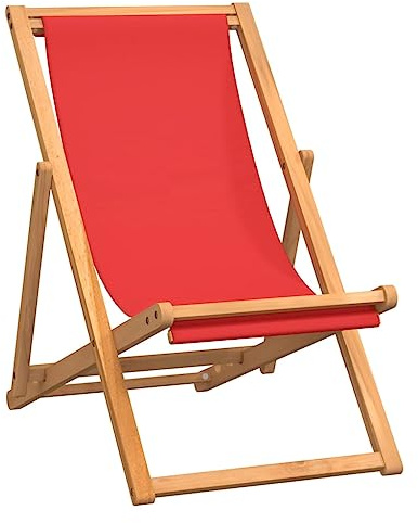 Heofavd Klappstuhl Holz Gartenstuhl Teak Rot 56 x 105 x 96 cm verstellbare Rückenlehne robust und wetterfest für Garten Balkon Strand Camping