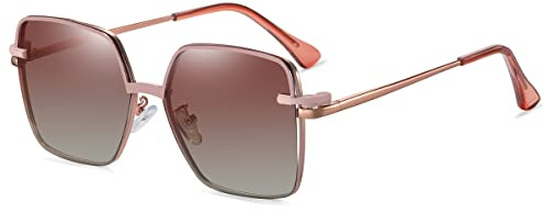 kachawoo Polarisierte magnetische Sonnenbrille Clip auf quadratischen Brillen Frauen Blaues Licht Blocking Metallrahmen Brillen (nude pink frame)