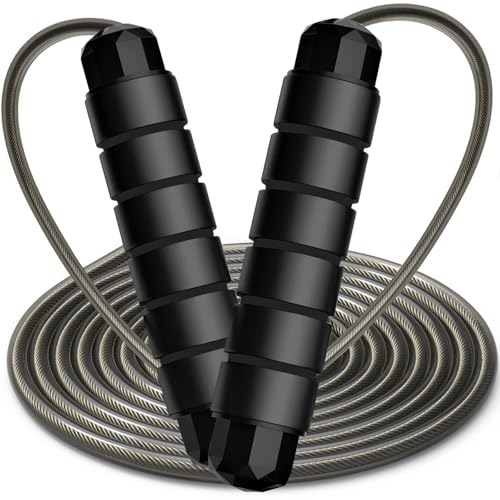 ENOUKE Springseil, Trainingsseil für Männer, Frauen und Kinder, schnelles Springseil für Cardio- und Ausdauertraining, für Aerobic-Trainingsgeräte zu Hause (schwarz)