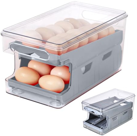 Eierhalter Kühlschrank, Automatisch Rollender Eierspender für Aufbewahrung im Kühlschrank, Rolldown-Eier-Organizer,Eierablage für Küche