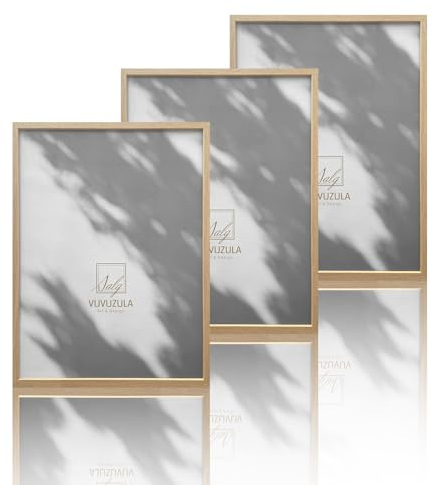 VUVUZULA Bilderrahmen 30x40cm Holz Holzrahmen 3er Set Eiche Fotorahmen MDF Rahmen Natur