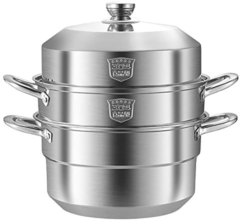 JKJZSALJ Pentola A Vapore/Pentola per Zuppiera/Acciaio Inossidabile 304 per Uso Alimentare,Fondo della Pentola in Un Unico Pezzo,Panini al Vapore al Vapore,Pesce,Zuppa di Pollo in Umido