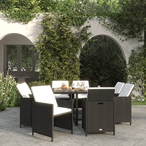 SECOLI Rattan gartenmöbel Set 8 Personen Sitzgruppe Outdoor gartenmöbel Set 8 stühle mit Tisch Garten sitzgruppe 8 Personen Lounge Möbel Outdoor Rattan sitzgruppe-Schwarz und Weiß-2-9-tlg