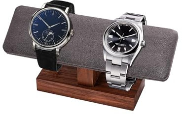 TINGSING Walnut Watch Stand T-Bar Watch Holder Faux Suede Watch Rack Bracelet Display Stand Jewelry Organizer for Watches, Braceletes, Watch Stand for Men, Men's Gift on Christmas,Gray