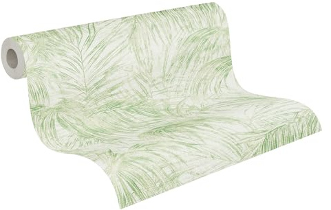 Livingwalls Michalsky 399811 Papier peint intissé Motif palmiers et jungle Crème Vert