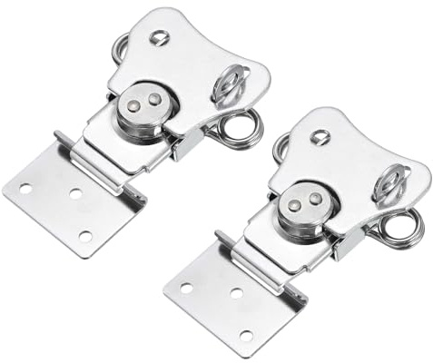 sourcing map 2Pcs Butterfly Twist Latch, 3.54 Inch Alloy Spring Loaded Twist Latch Keeper Toggle Clamp Butterfly Draw Latch for Case Box Suitcases Wooden Box, Chrome Silver