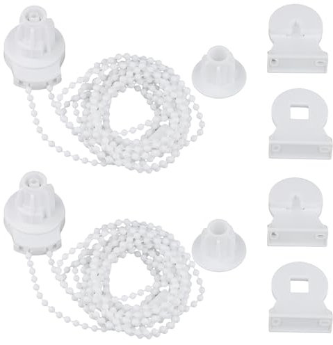 2 Sets Rollo Halterung 25mm, Rollo Halterung Fenster mit 3 m Rollokette, Schrauben, Kupplung, Säulen, P-Clips, Ersatzteile Reparaturset Verdunkelungsrollo Doppelrollo Seitenzugrollo Ohne Bohren