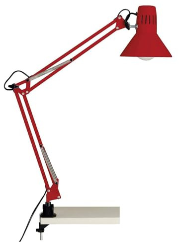 GZZBMY LED Tischlampe Haltbar Metall Schwenkarm mit Klemme Schreibtischlampe Dimmbar mit Schalter Leselampe Modern Einfach Faltenbar Drehbar Arbeitslampe Tischbeleuchtung für Büro Schlafzimmer (Rot)